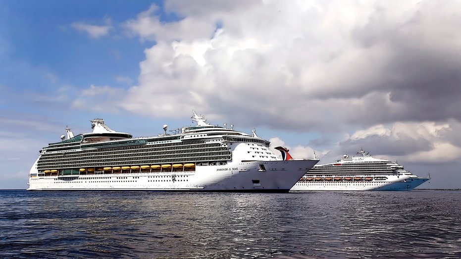 A cruise ship out at sea