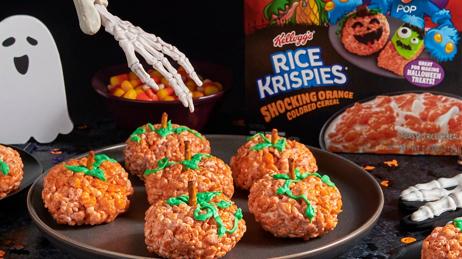 Kellogg’s new Rice Krispies Shocking Orange Colored Cereal pumpkin shaped treats