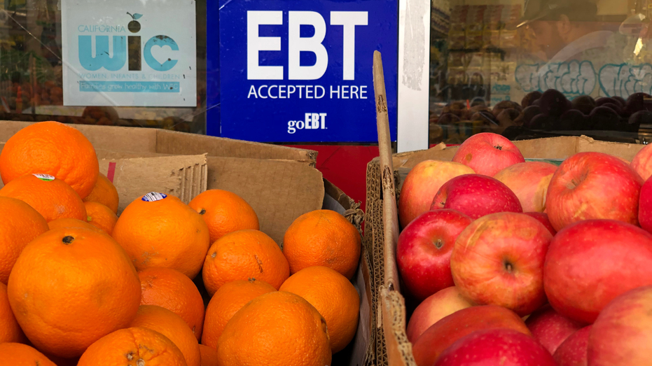 EBT sign near fruit