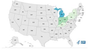 CDC map of E Coli outbreak