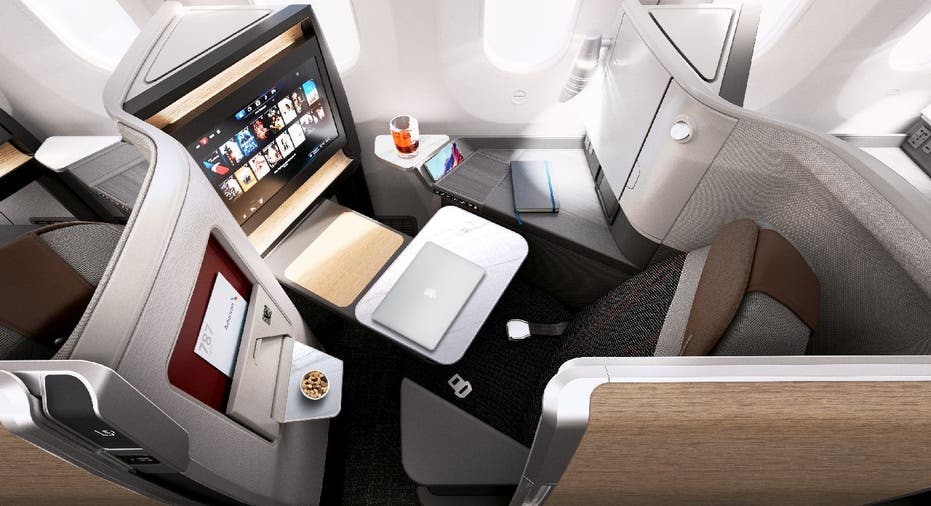 American Airlines Flagship Suite: Entertainment console and lap desk