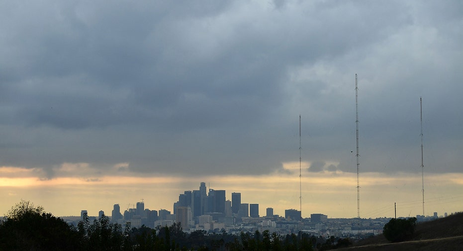 A storm over a Northern California city