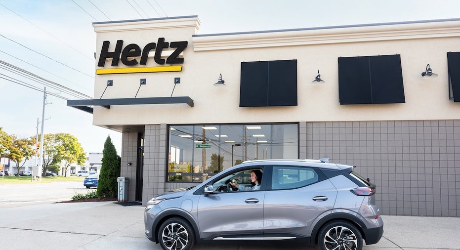 Chevy Bolt parked at Hertz rental location