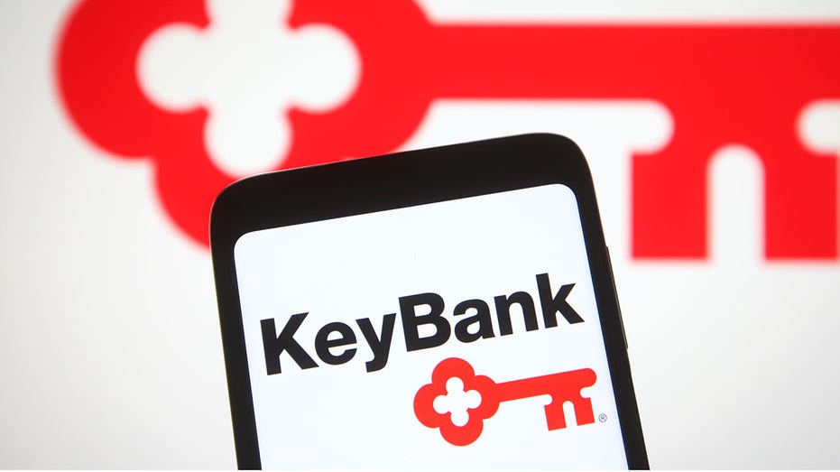 KeyBank logo on smartphone