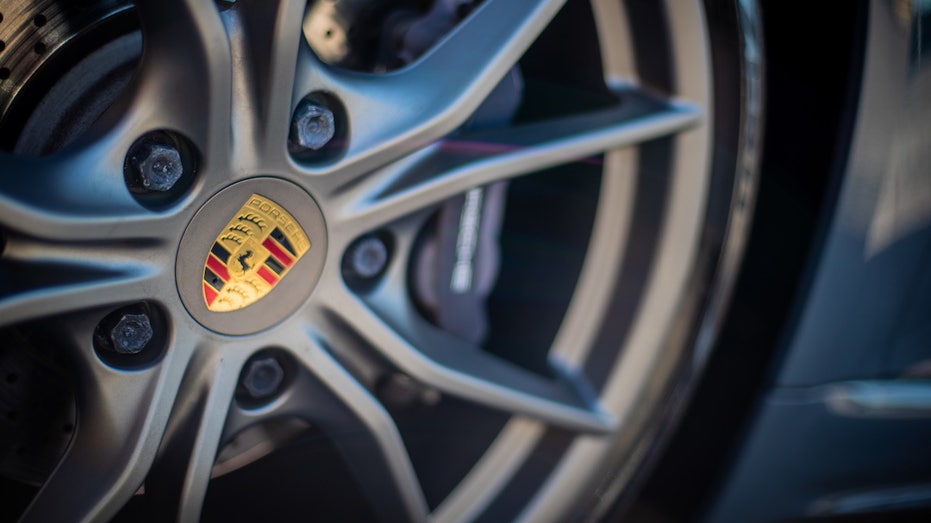Porsche logo on the wheel