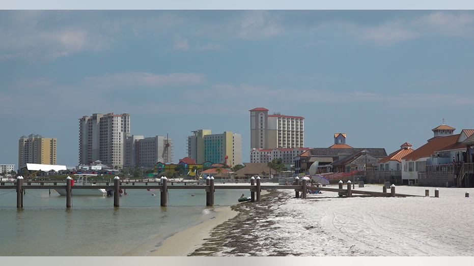 Distant shot of 5 hotels on Pensacola Beach