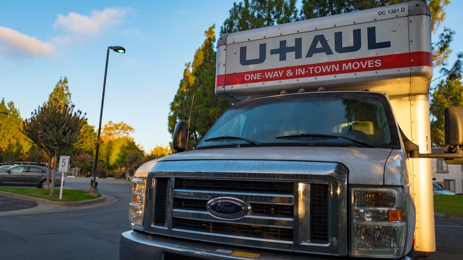 Parked U-Haul truck