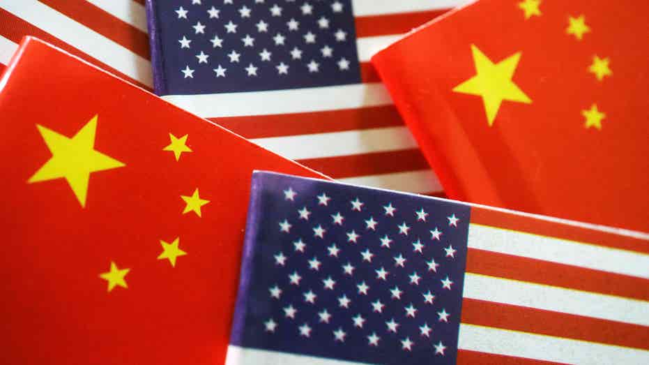 Chinese and American flags