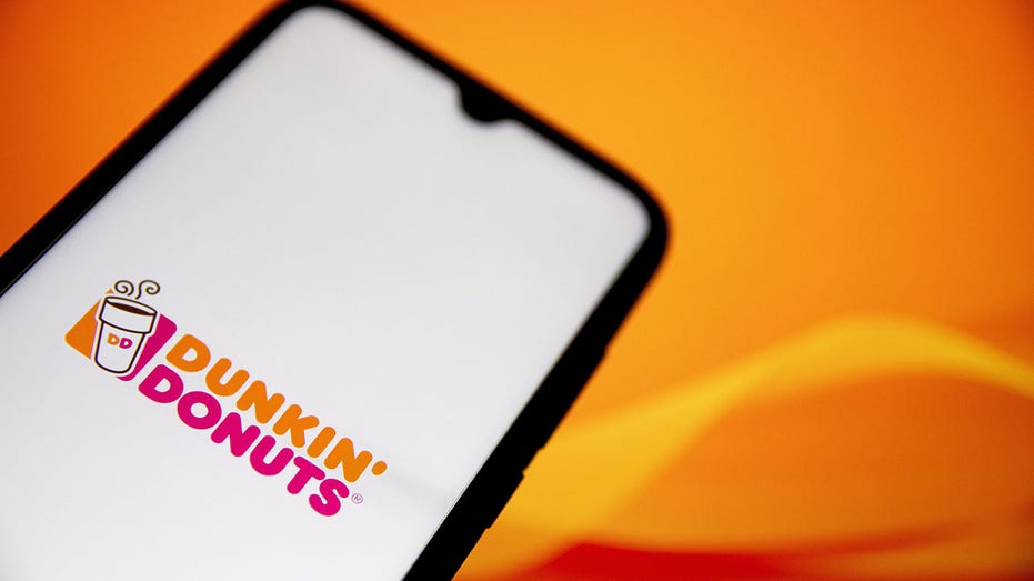 Dunkin Donuts logo on a phone.