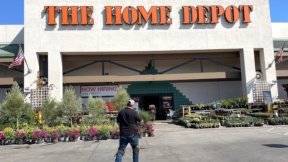 A customer heads into a Home Depot store in San Rafael, California on August 16, 2022.
