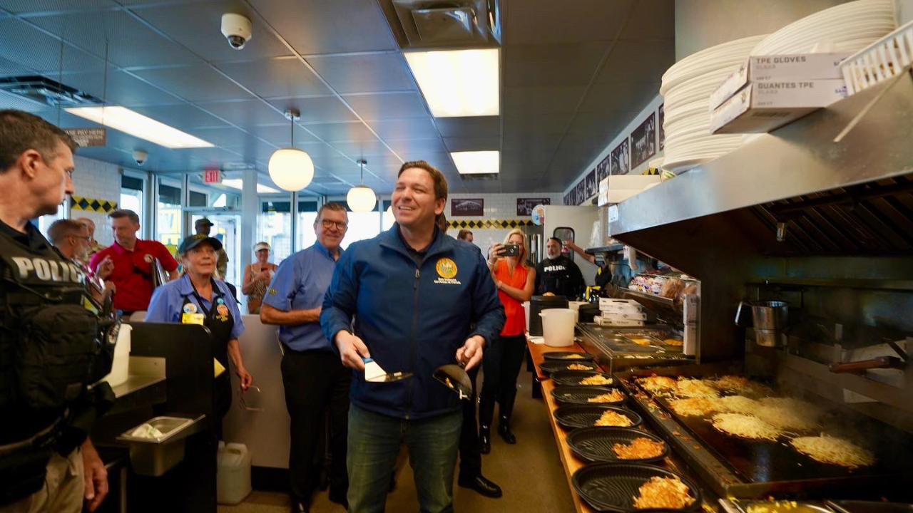 Florida Gov. Ron DeSantis serves food at Waffle House amid Hurricane