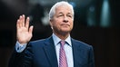 Jamie Dimon, CEO of JPMorgan Chase, is sworn in during the Senate Banking, Housing, and Urban Affairs Committee hearing on Sept. 22, 2022.