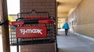 A shopping cart outside a T.J. Maxx store in Pinole, California, US, on Tuesday, May 10, 2022. TJX Cos Inc. is scheduled to release earnings figures on May 18. 