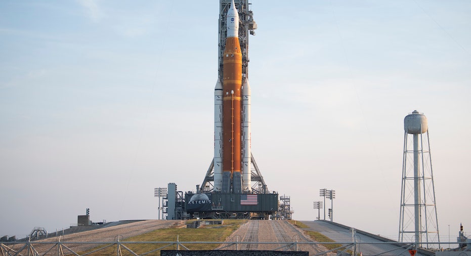 Wide shot of NASA's Artemis I rocket