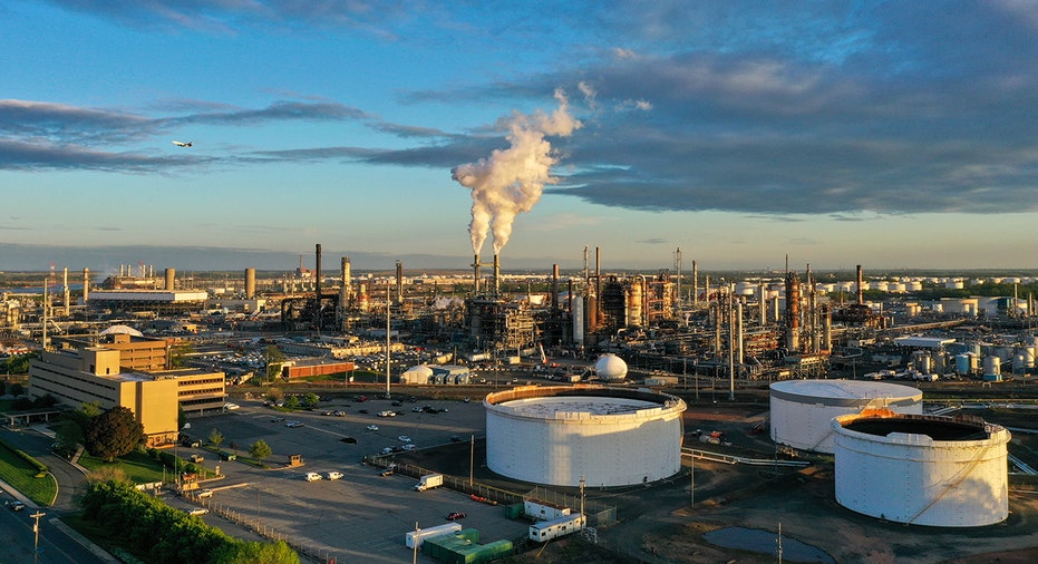 Panoramic view of an oil refinery in New Jersey