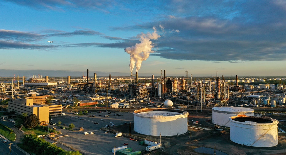 Panoramic view of an oil refinery in New Jersey