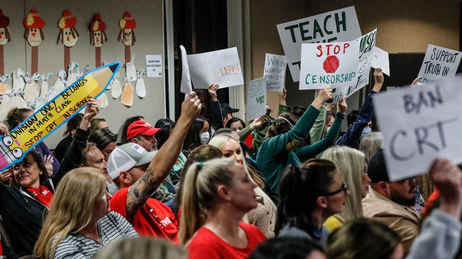 Protesters demonstrate against critical race theory in schools