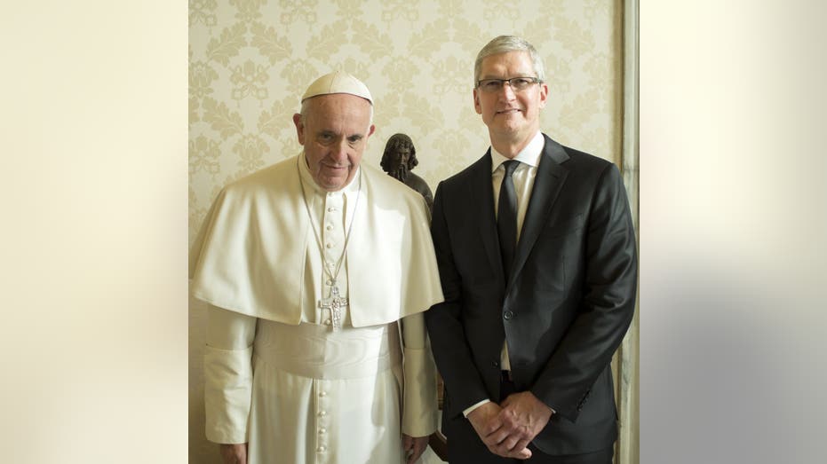 Pope Francis and Tim Cook of Apple