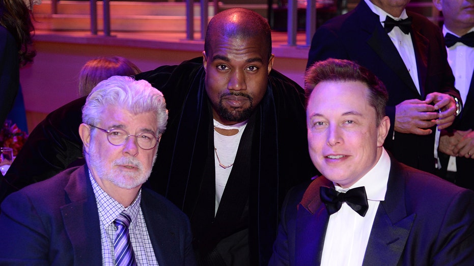 George Lucas, Kanye West ve Elon Musk 2015'te birlikte görüldü