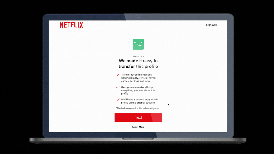 Netflix profile transfer option