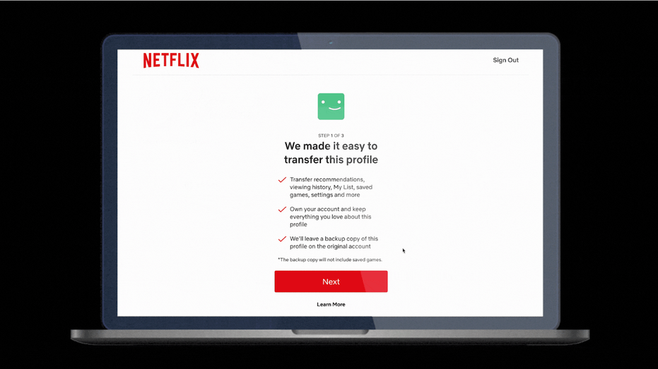 Netflix profile transfer option