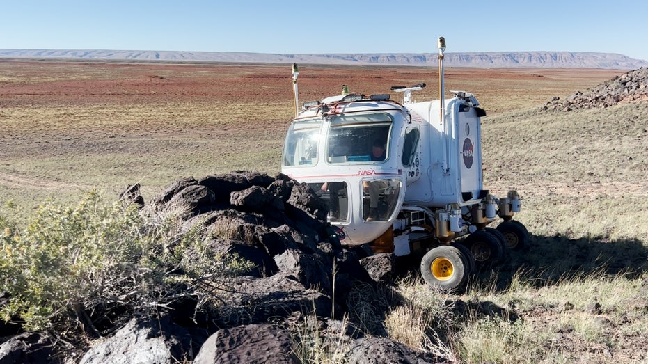 NASA moon rover prototype rolls over mounds of rocks