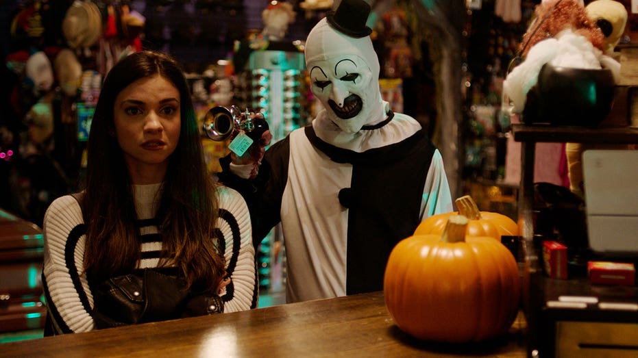 Sienna and Art the Clown in "Terrifier 2"