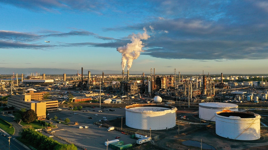 Panoramic view of an oil refinery in New Jersey