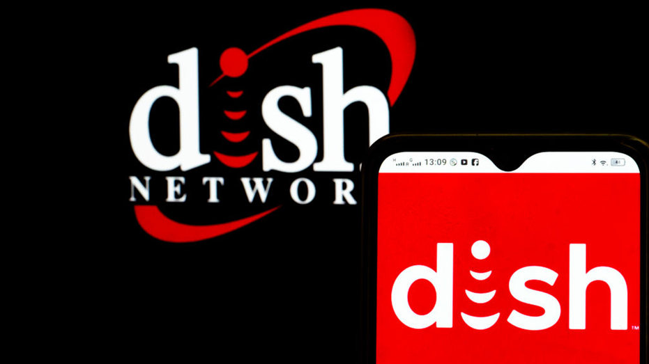 Dish logo on a phone and on a black background
