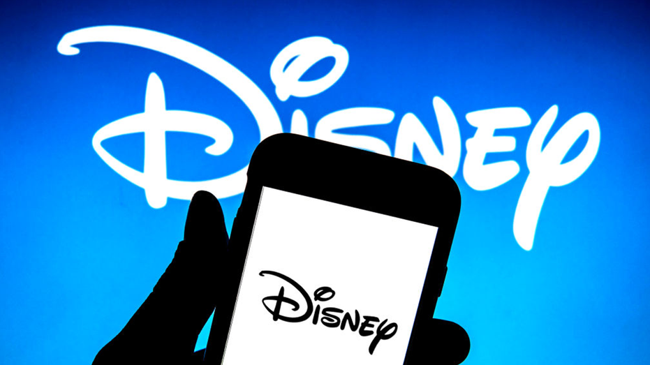 Disney logo on a phone and on a blue background
