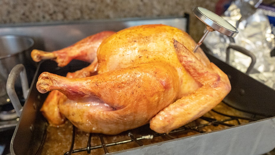turkey cooked in a pan