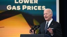 US President Joe Biden delivers remarks on efforts to lower high gas prices in the South Court Auditorium at Eisenhower Executive Office Building June 22, 2022 in Washington, DC.