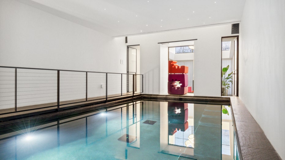 Indoor swimming pool inside townhome