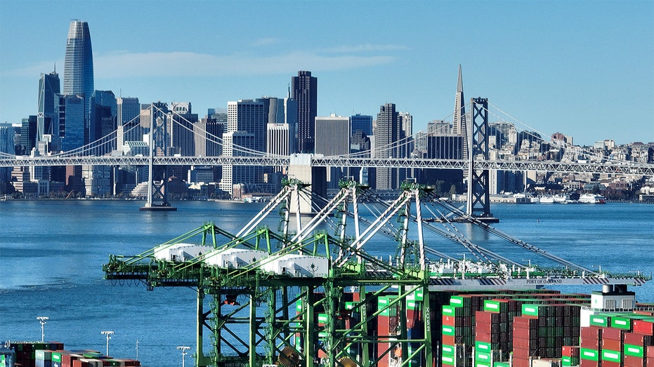 San Francisco in background, Port of Oakland foreground