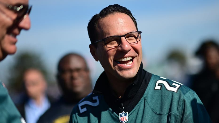 Josh Shapiro in an Eagles jersey