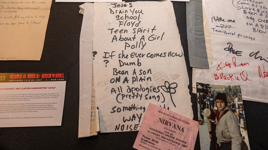 Nirvana's Kurt Cobain handwritten and band signed 1991 concert setlist