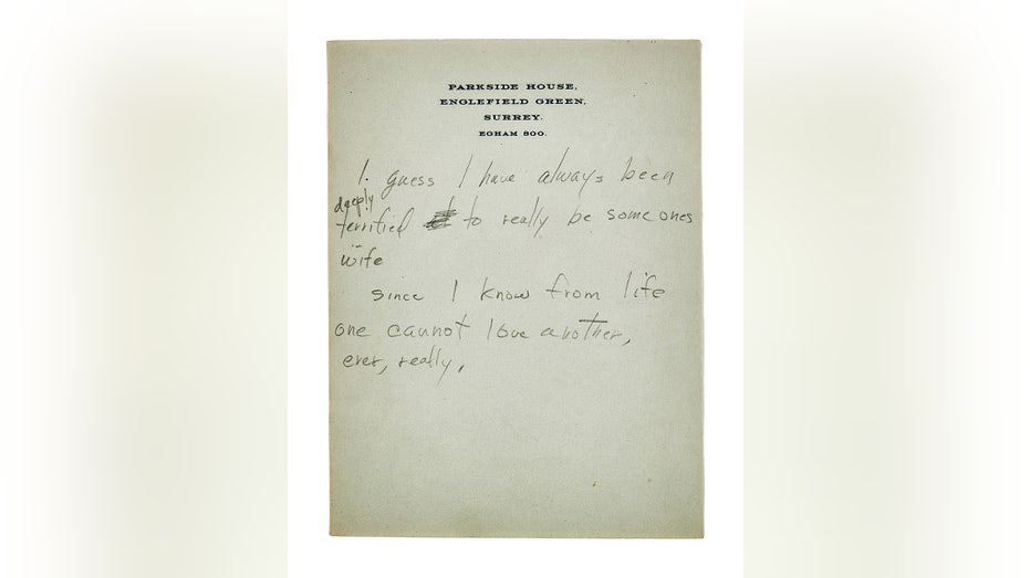 Marilyn Monroe's handwritten note