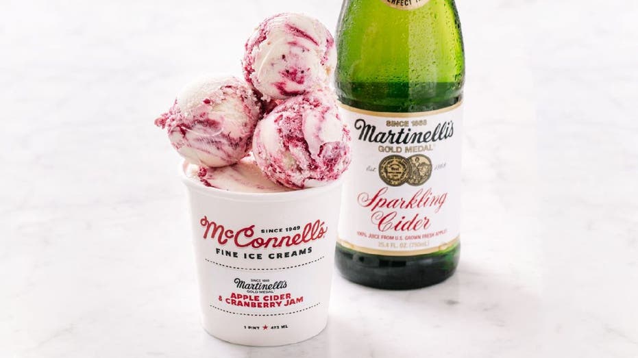 Martinelli's and McConnell's apple cider and cranberry jam ice cream