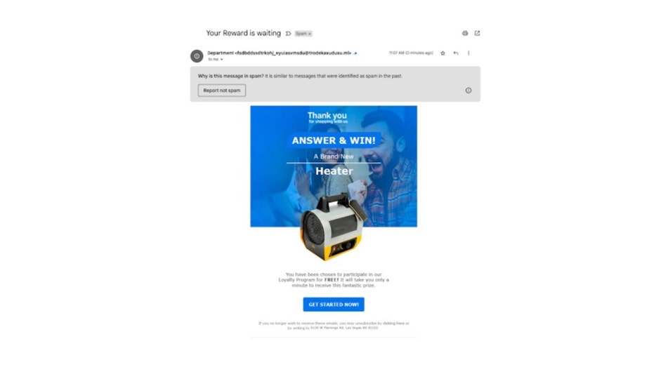 A fake reward email