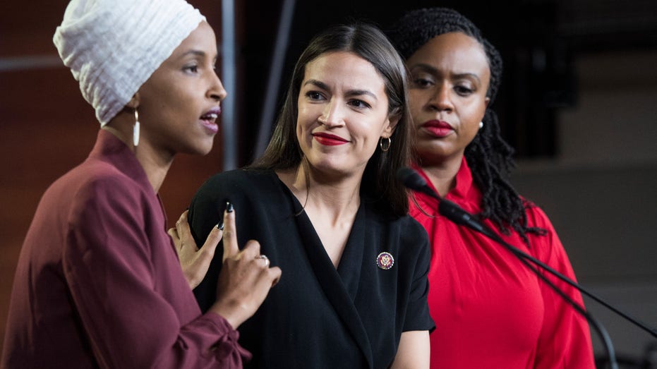 Congresswoman Ilhan Omar, Alexandria-Ocasio-Cortez, and Ayanna Pressley.