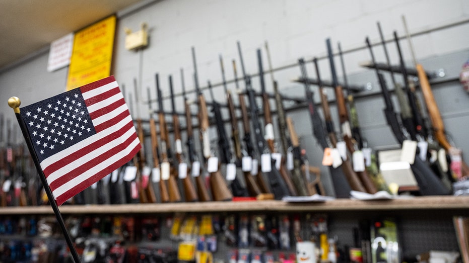 American flag displayed at gun store