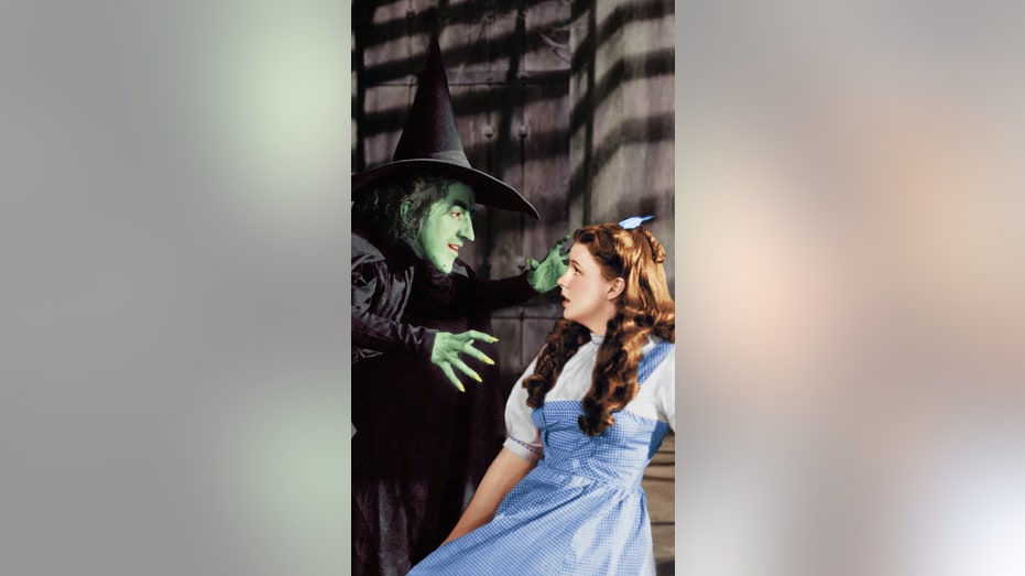 Margaret Hamilton as the Wicked Witch and Judy Garland