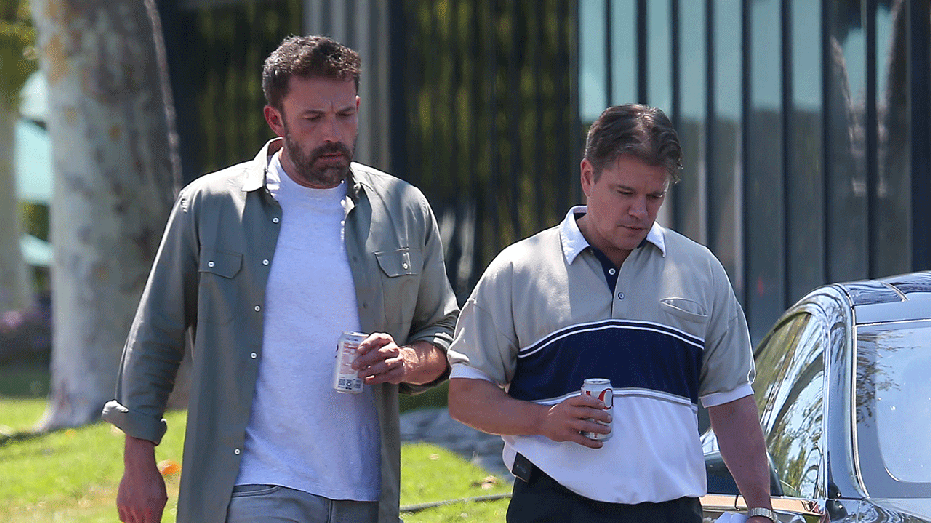 Ben Affleck and Matt Damon on the set of their Nike movie