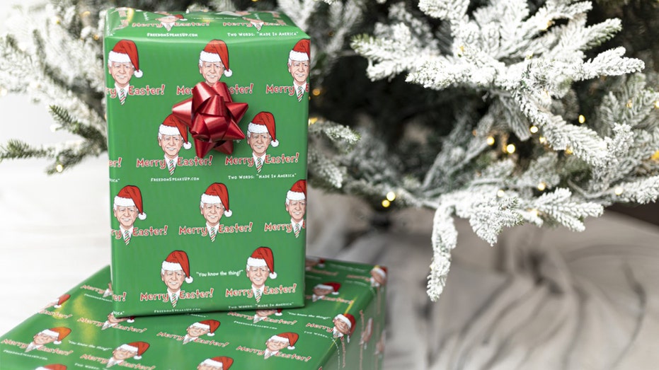 Funny Let's Go Brandon Christmas Gift Wrap - Lets go Brandon Gift Wrap -  Funny Christmas Songs Red Christmas Wrap - Funny Surprise Trump Wrapping