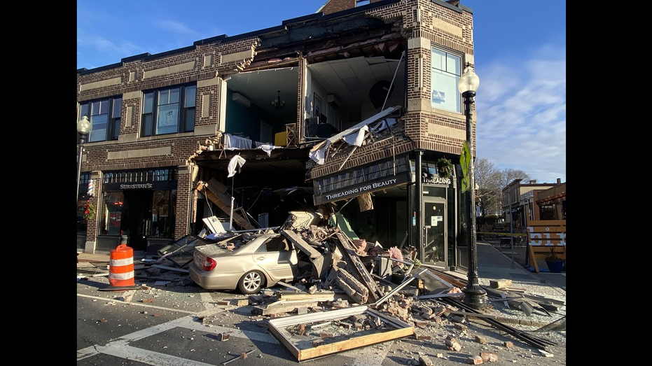 Boston building partially collapses after car accident