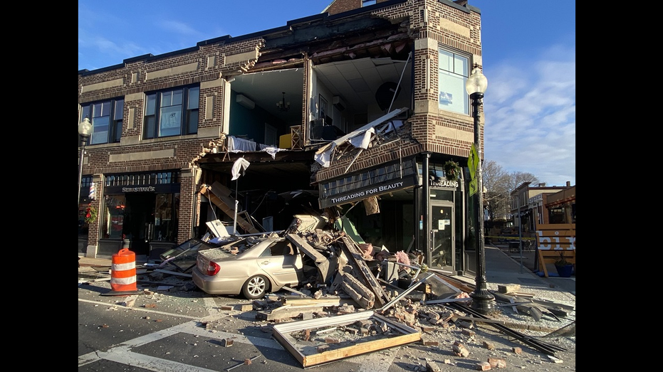 Boston building partially collapses after car accident