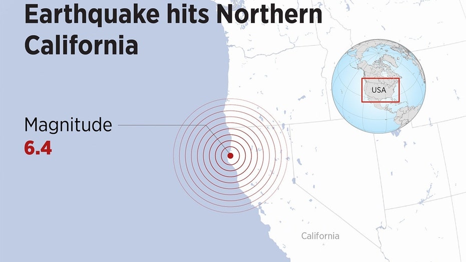 An infographic titled ''Earthquake hits Northern California'