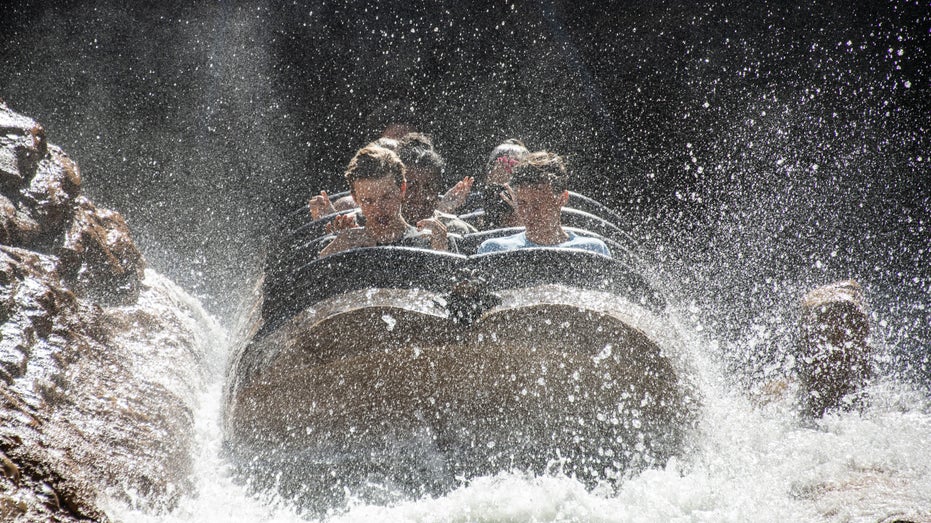 Passengers on a Splash Mountain