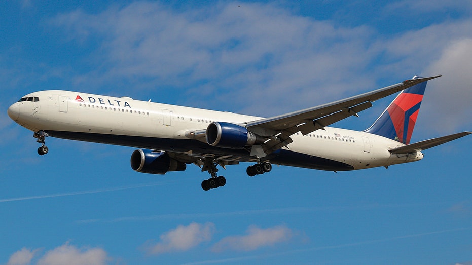 A Delta Air Lines plane flying