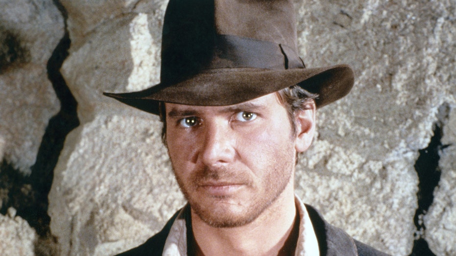Harrison Ford on set of Indiana Jones
